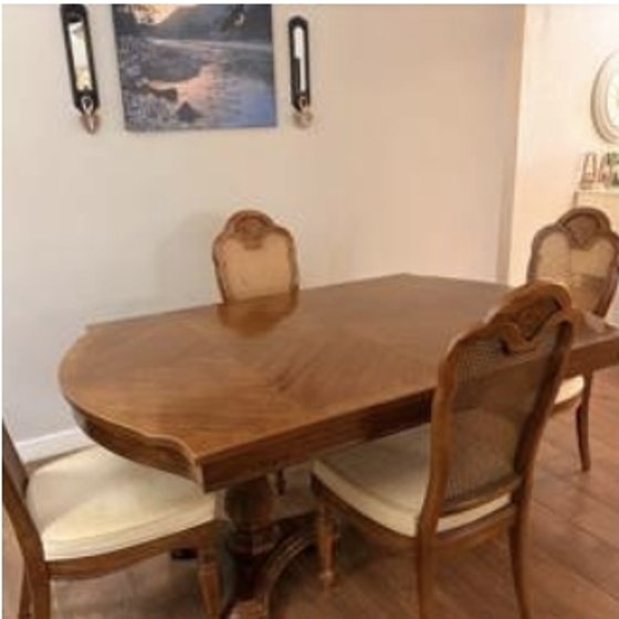 Wood dining table and chairs